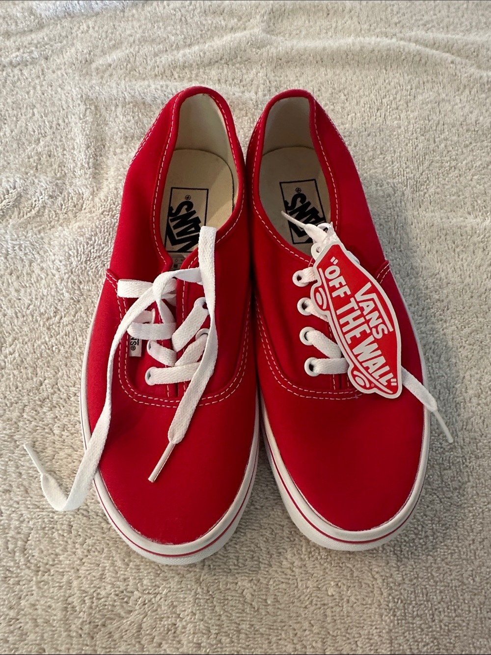 Vans Red Canvas Low-Top Sneakers with White Laces